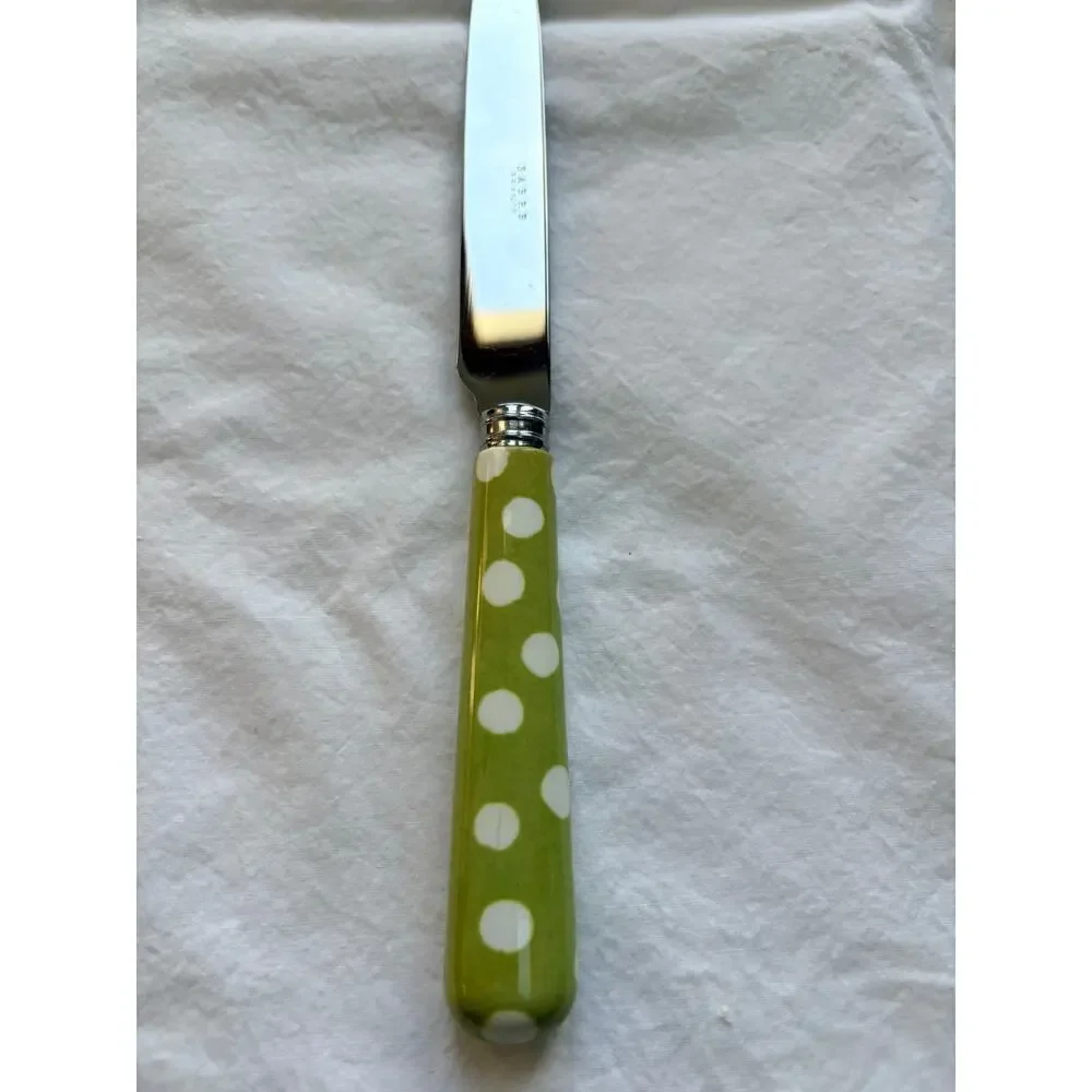 NEW Sabre Paris Green Polka Dot Breakfast Knife